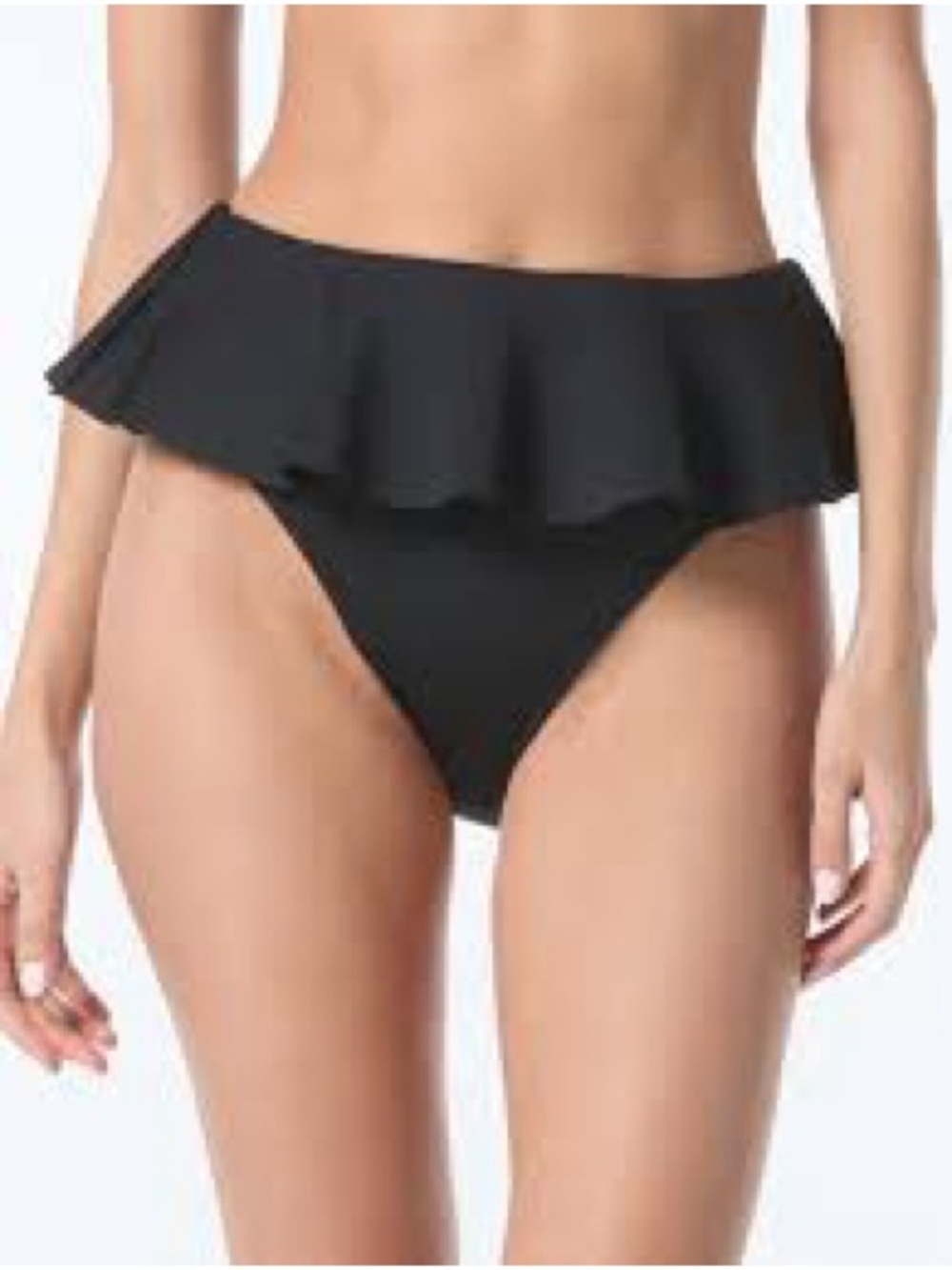 Vince Camuto Black Ruffle High-Leg Bikini Bottom